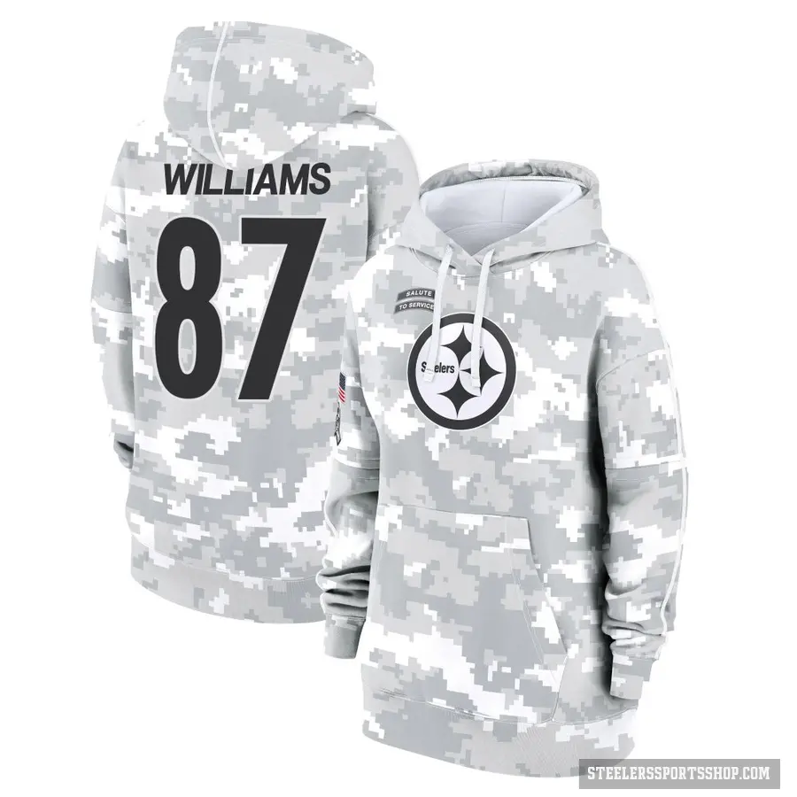 Women's ＃87 Rodney Williams Pittsburgh Steelers Arctic Camo 2024 Salute to Service Club Fleece Pullover Hoodie