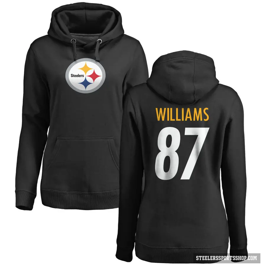 Women's ＃87 Rodney Williams Pittsburgh Steelers Black Pro Line Logo Pullover Hoodie