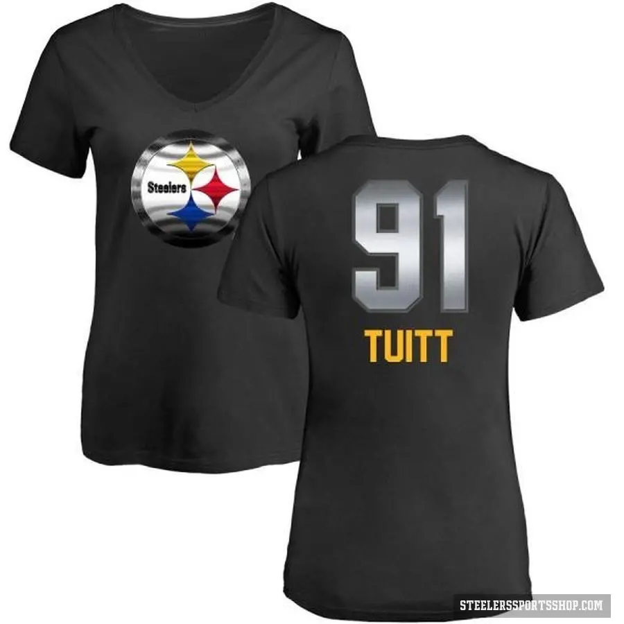 Women's ＃91 Stephon Tuitt Pittsburgh Steelers Black Midnight Mascot T-Shirt