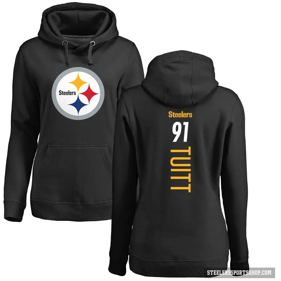 Women's ＃91 Stephon Tuitt Pittsburgh Steelers Black Pro Line Backer Pullover Hoodie