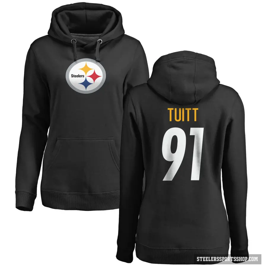 Women's ＃91 Stephon Tuitt Pittsburgh Steelers Black Pro Line Logo Pullover Hoodie