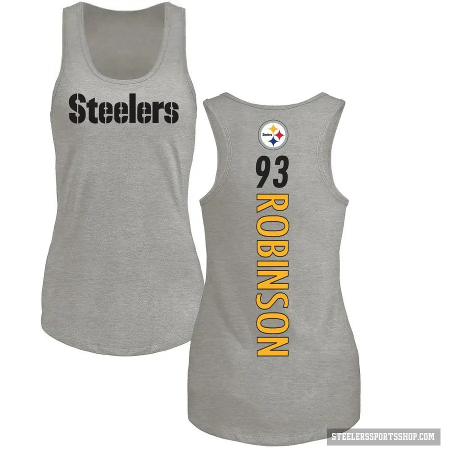 Women's ＃93 Mark Robinson Pittsburgh Steelers Ash Backer Tank Top