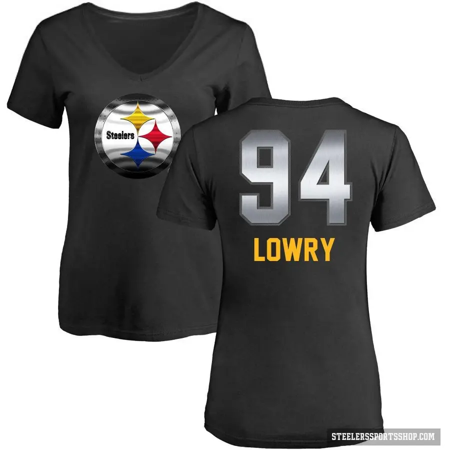 Women's ＃94 Dean Lowry Pittsburgh Steelers Black Midnight Mascot T-Shirt