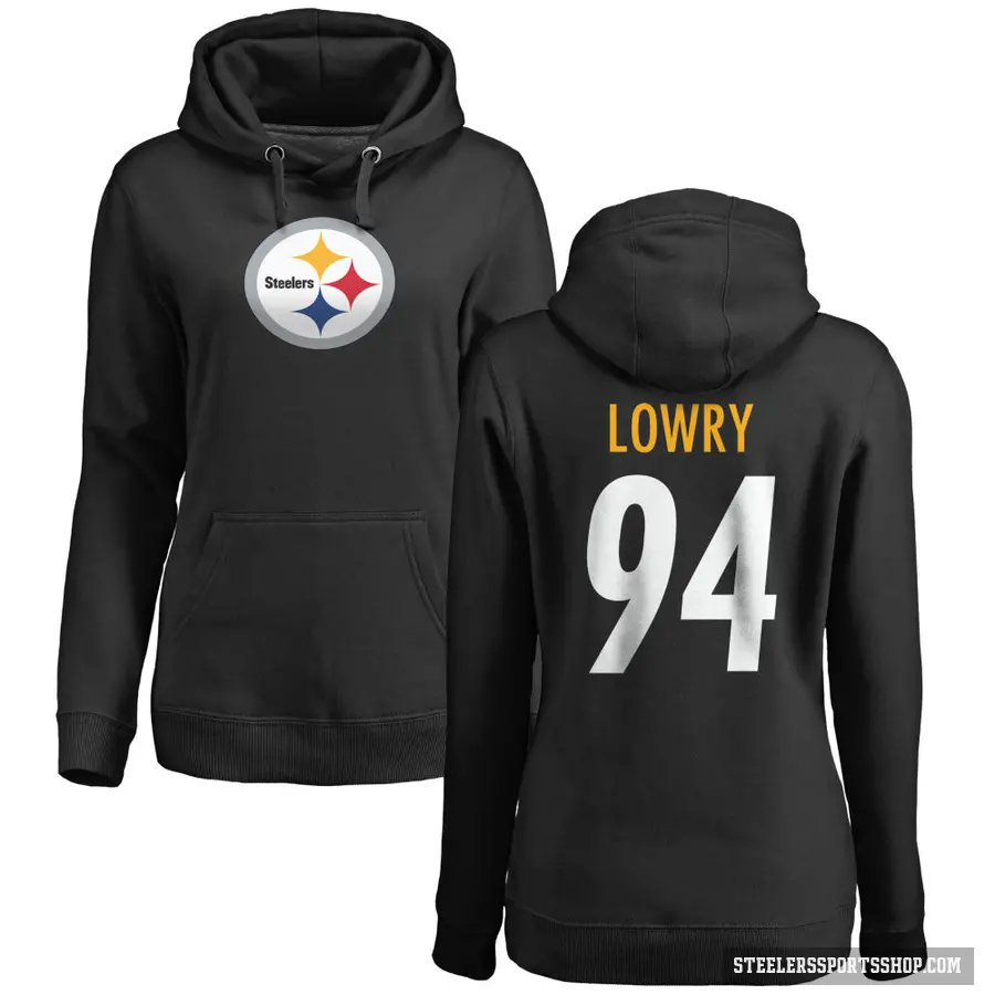 Women's ＃94 Dean Lowry Pittsburgh Steelers Black Pro Line Logo Pullover Hoodie