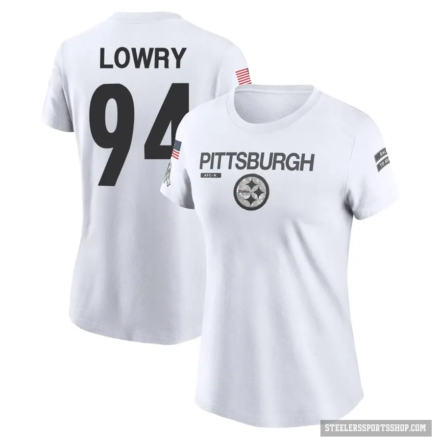 Women's ＃94 Dean Lowry Pittsburgh Steelers White 2024 Salute to Service Performance T-Shirt