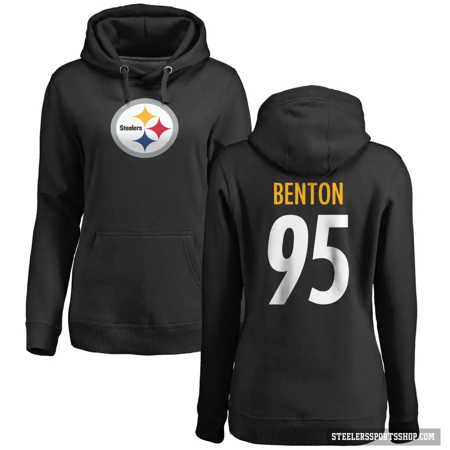 Women's ＃95 Keeanu Benton Pittsburgh Steelers Black Pro Line Logo Pullover Hoodie