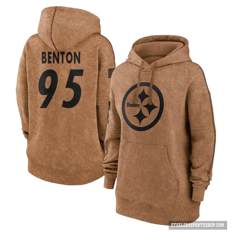 Women's ＃95 Keeanu Benton Pittsburgh Steelers Brown 2023 Salute To Service Pullover Hoodie