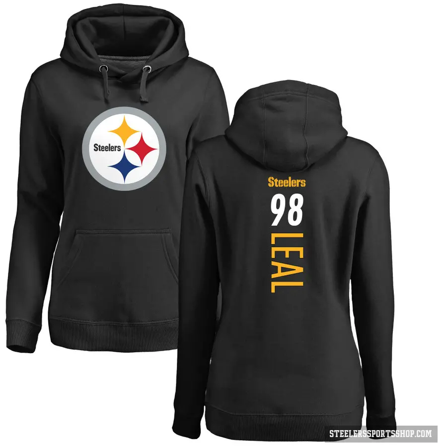 Women's ＃98 DeMarvin Leal Pittsburgh Steelers Black Pro Line Backer Pullover Hoodie