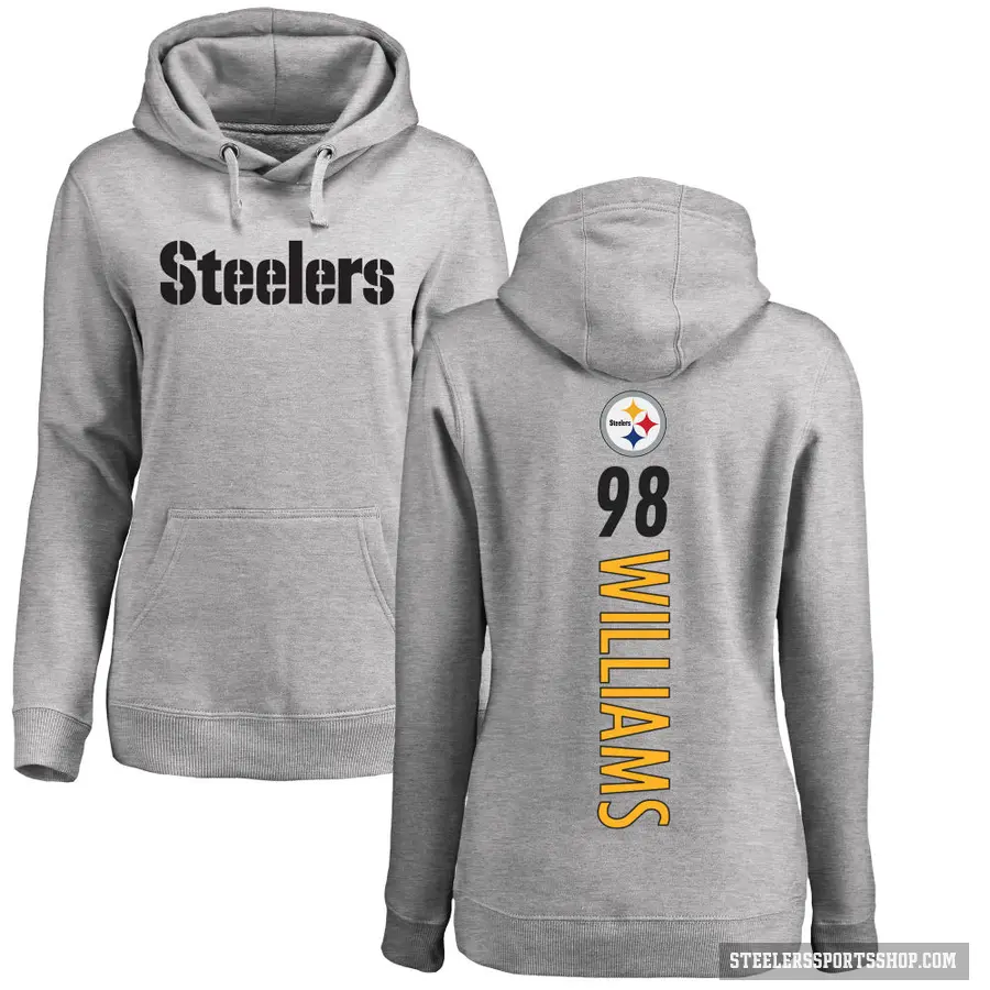 Women's ＃98 Vince Williams Pittsburgh Steelers Pro Line Ash Backer Pullover Hoodie