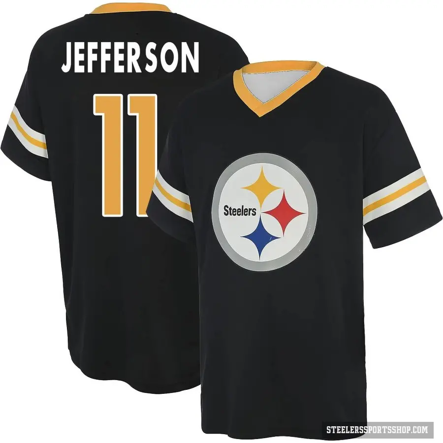 Youth ＃11 Van Jefferson Pittsburgh Steelers Black Game Day V-Neck T-Shirt