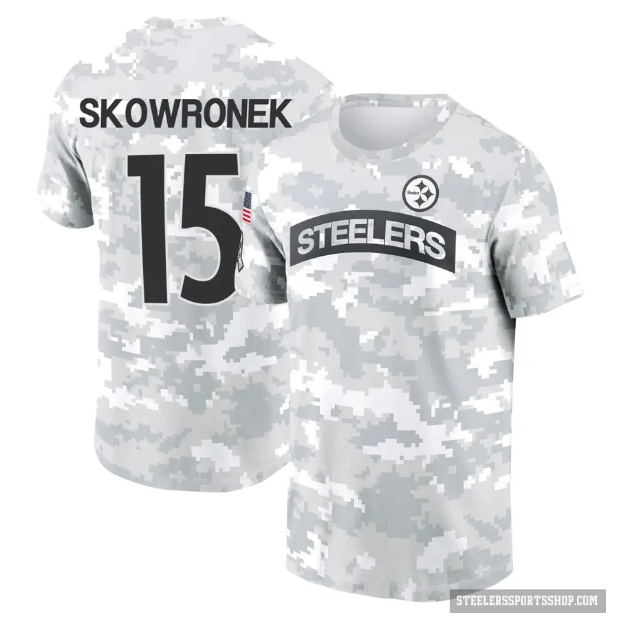 Youth ＃15 Ben Skowronek Pittsburgh Steelers Camo Arctic 2024 Salute to Service Performance T-Shirt