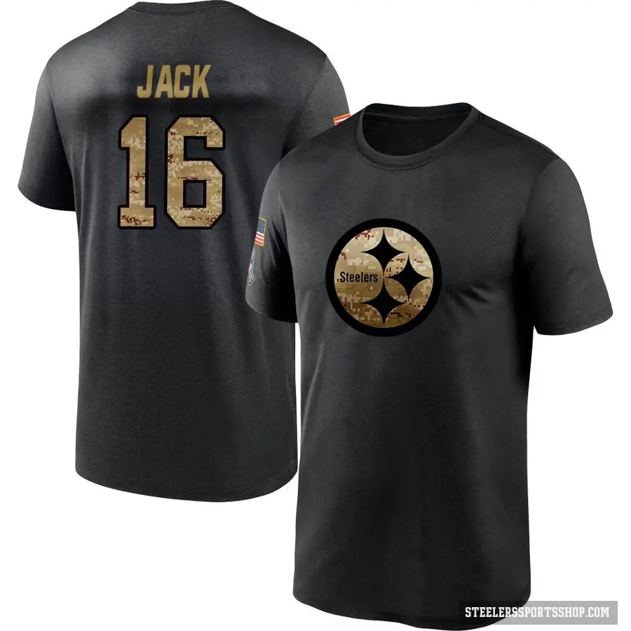 Youth ＃16 Myles Jack Pittsburgh Steelers Black 2020 Salute To Service Performance T-Shirt