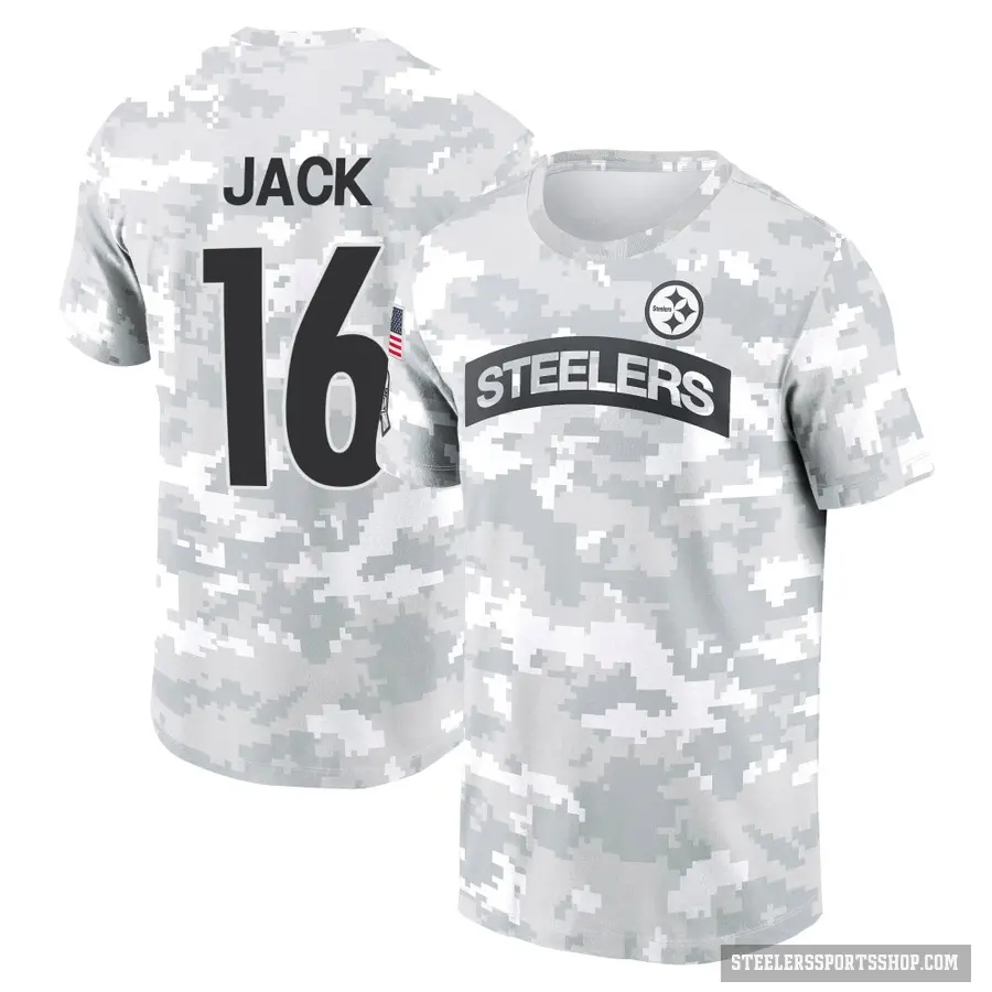 Youth ＃16 Myles Jack Pittsburgh Steelers Camo Arctic 2024 Salute to Service Performance T-Shirt