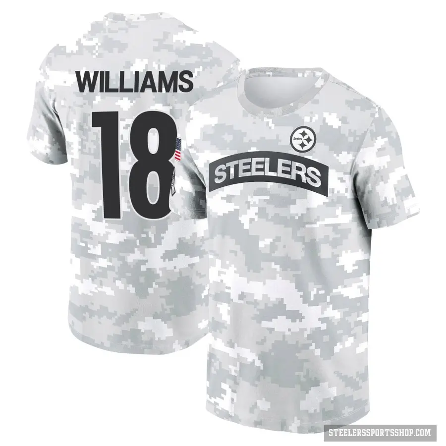 Youth ＃18 Mike Williams Pittsburgh Steelers Camo Arctic 2024 Salute to Service Performance T-Shirt