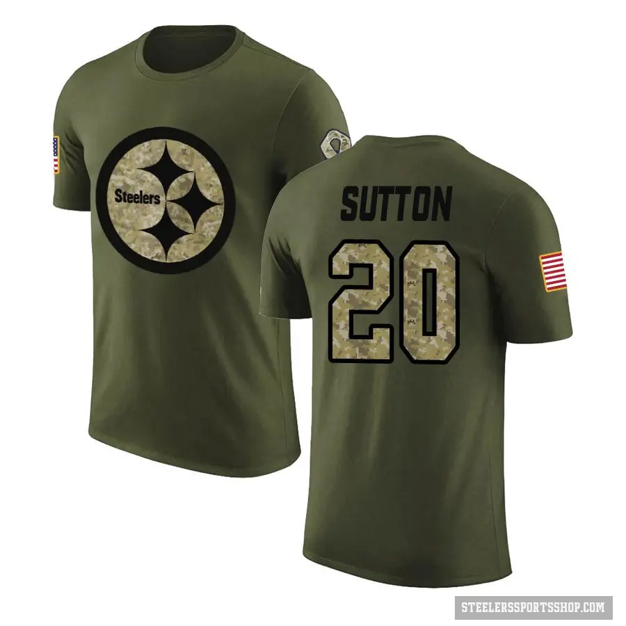 Youth ＃20 Cameron Sutton Pittsburgh Steelers Olive Salute to Service T-Shirt