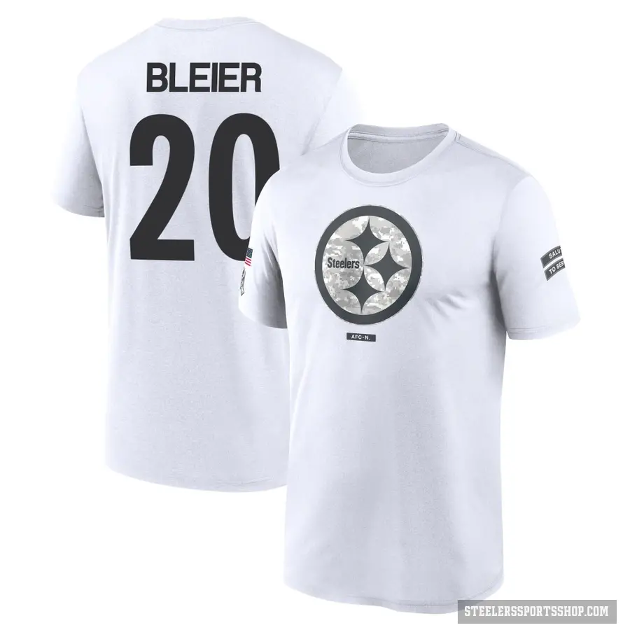 Youth ＃20 Rocky Bleier Pittsburgh Steelers White 2024 Salute to Service Performance T-Shirt