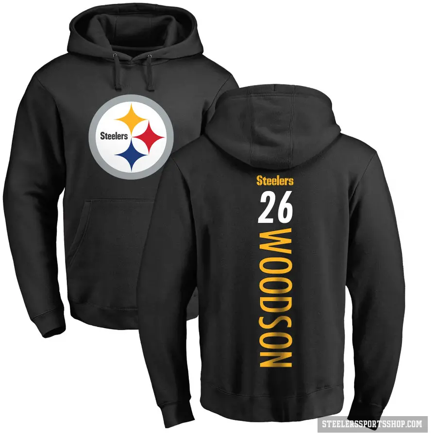 Youth ＃26 Rod Woodson Pittsburgh Steelers Black Pro Line Backer Pullover Hoodie