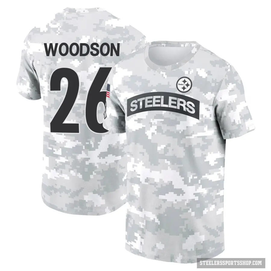 Youth ＃26 Rod Woodson Pittsburgh Steelers Camo Arctic 2024 Salute to Service Performance T-Shirt