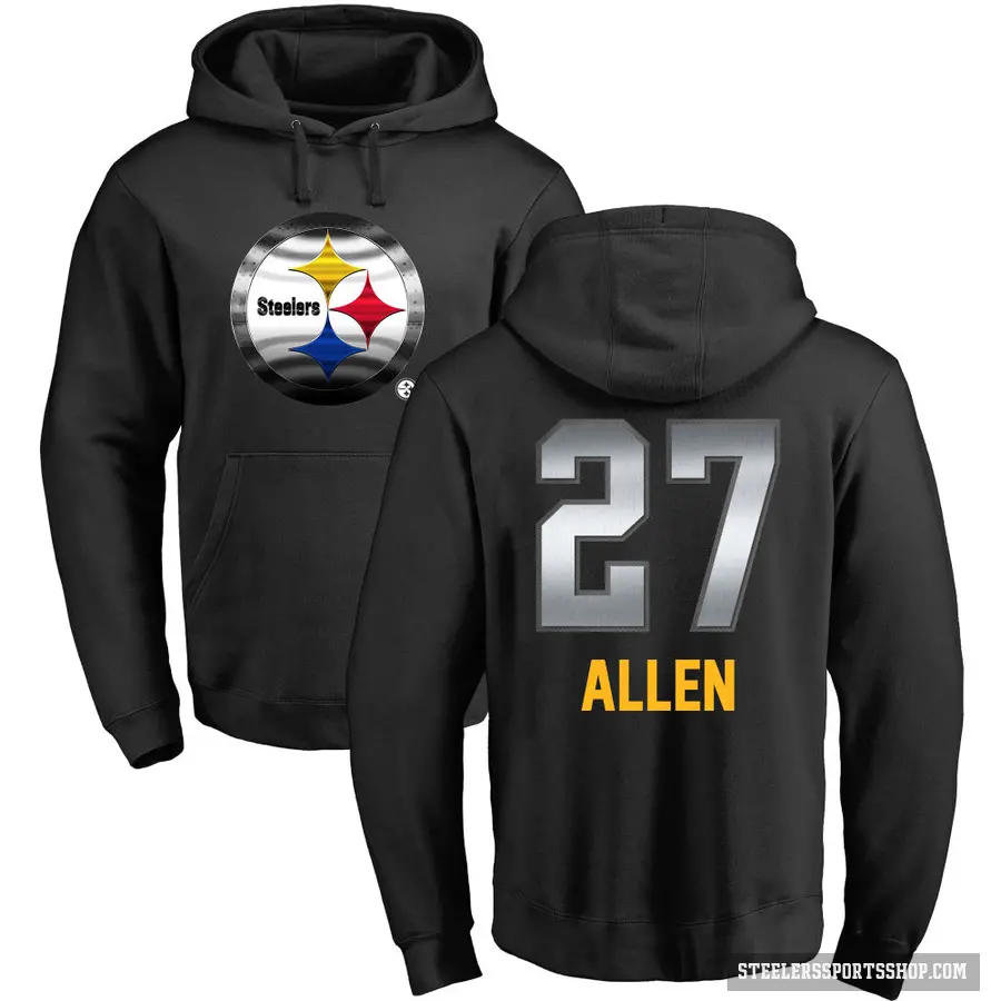 Youth ＃27 Marcus Allen Pittsburgh Steelers Black Midnight Mascot Pullover Hoodie