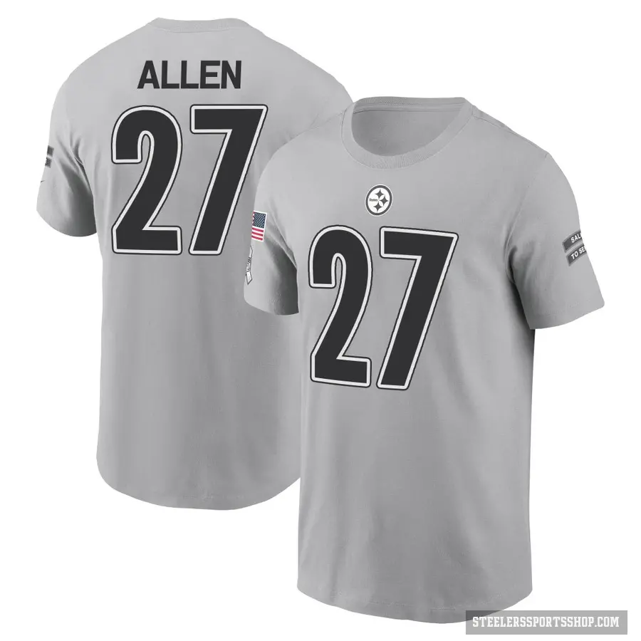 Youth ＃27 Marcus Allen Pittsburgh Steelers Gray 2024 Salute to Service T-Shirt