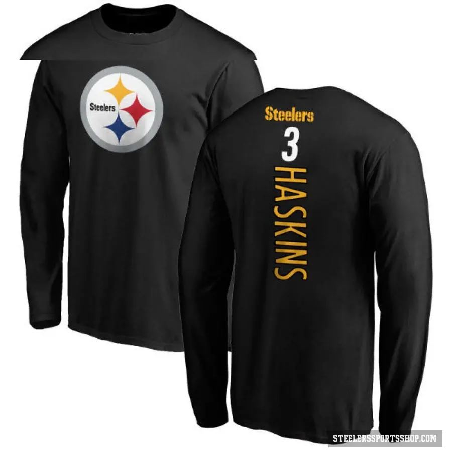 Youth ＃3 Dwayne Haskins Pittsburgh Steelers Black Backer Long Sleeve T-Shirt