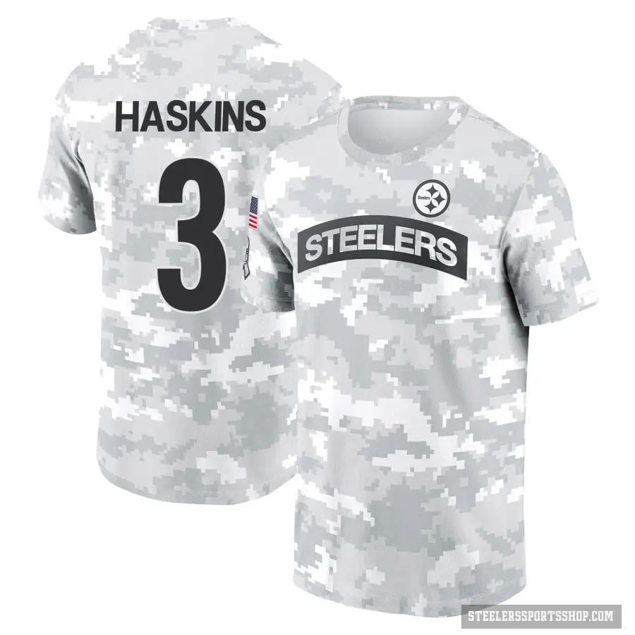 Youth ＃3 Dwayne Haskins Pittsburgh Steelers Camo Arctic 2024 Salute to Service Performance T-Shirt