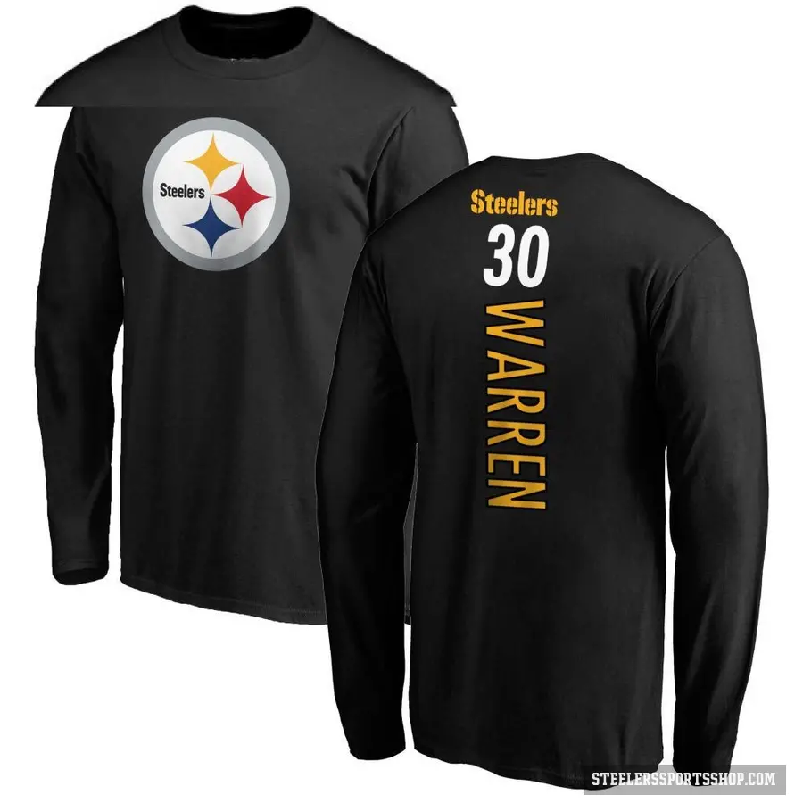 Youth ＃30 Jaylen Warren Pittsburgh Steelers Black Backer Long Sleeve T-Shirt