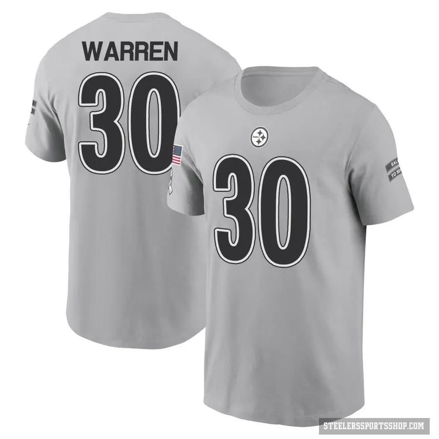 Youth ＃30 Jaylen Warren Pittsburgh Steelers Gray 2024 Salute to Service T-Shirt