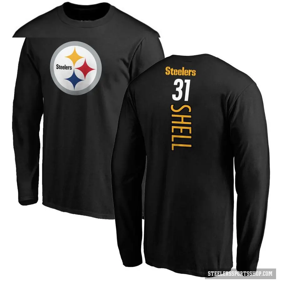 Youth ＃31 Donnie Shell Pittsburgh Steelers Black Backer Long Sleeve T-Shirt