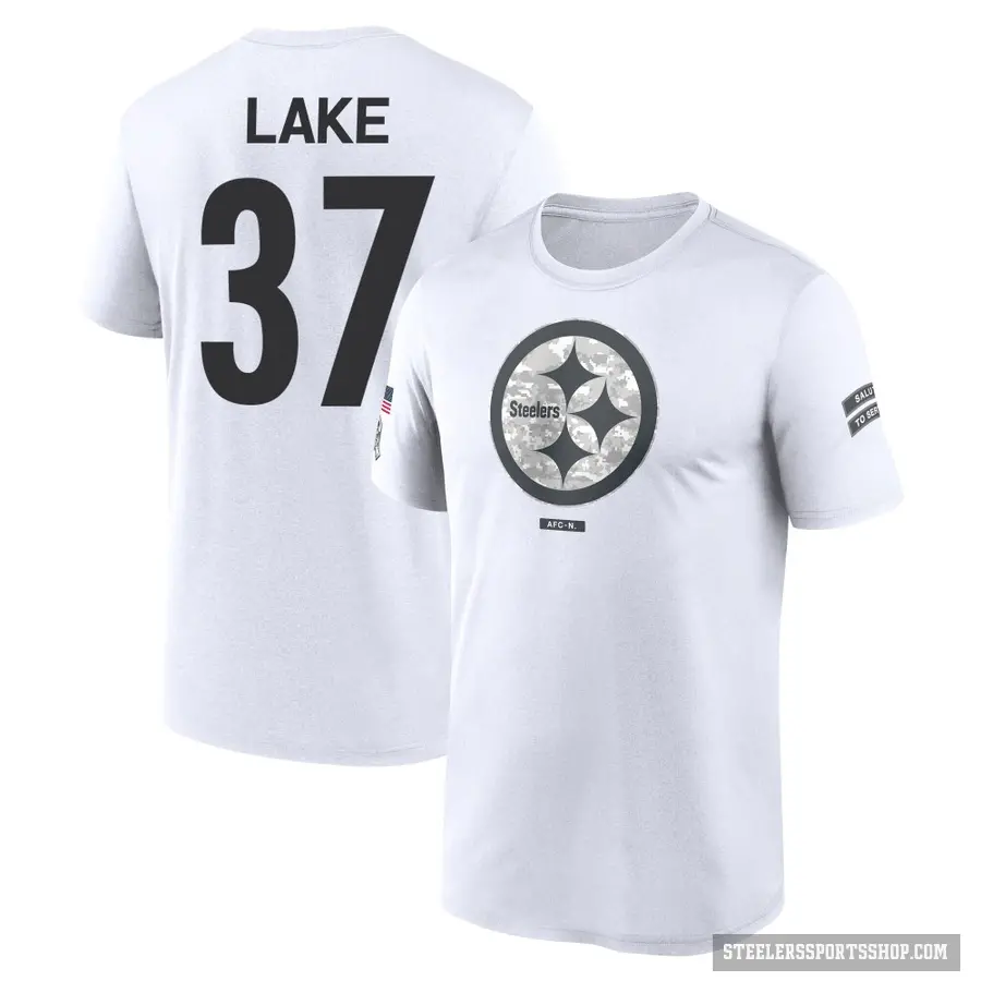 Youth ＃37 Carnell Lake Pittsburgh Steelers White 2024 Salute to Service Performance T-Shirt