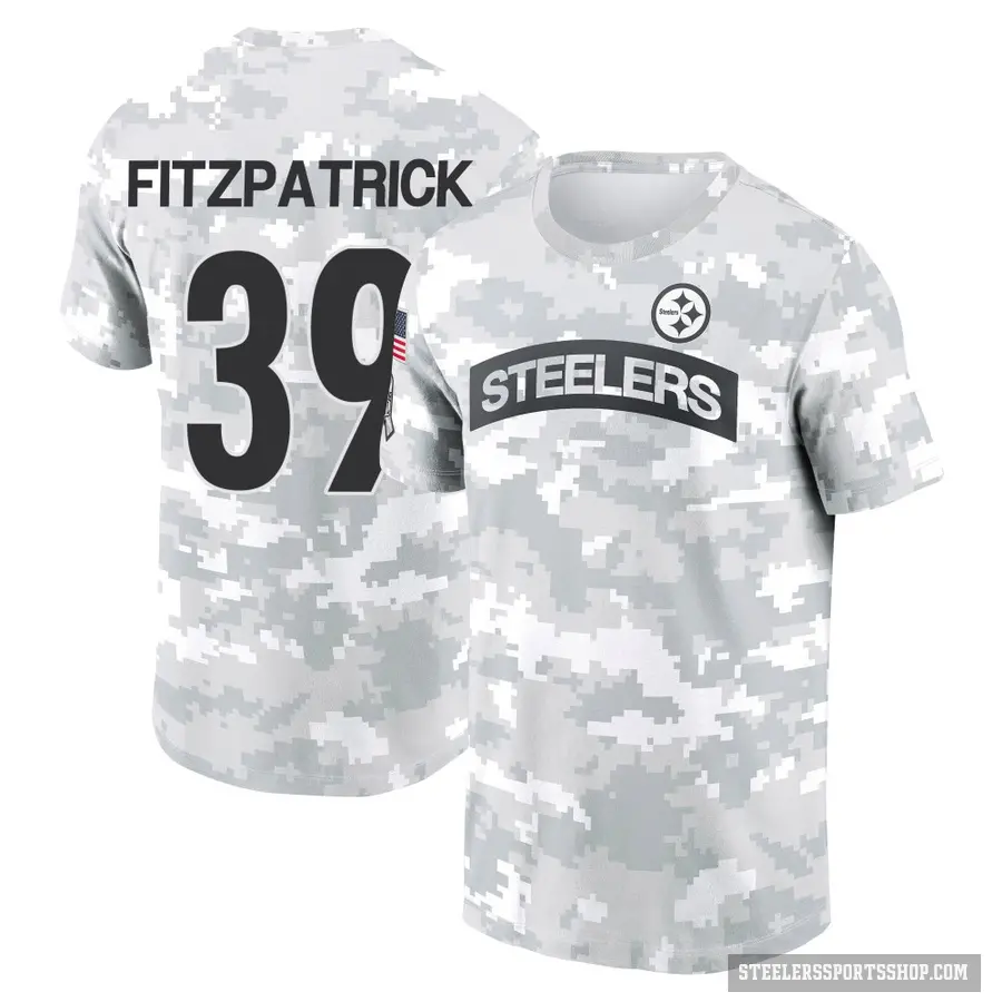 Youth ＃39 Minkah Fitzpatrick Pittsburgh Steelers Camo Arctic 2024 Salute to Service Performance T-Shirt