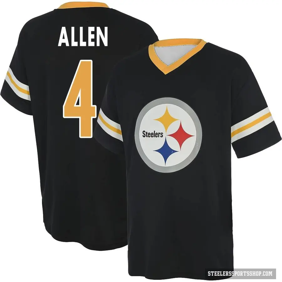 Youth ＃4 Kyle Allen Pittsburgh Steelers Black Game Day V-Neck T-Shirt