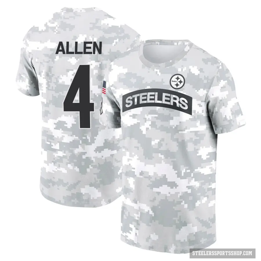 Youth ＃4 Kyle Allen Pittsburgh Steelers Camo Arctic 2024 Salute to Service Performance T-Shirt