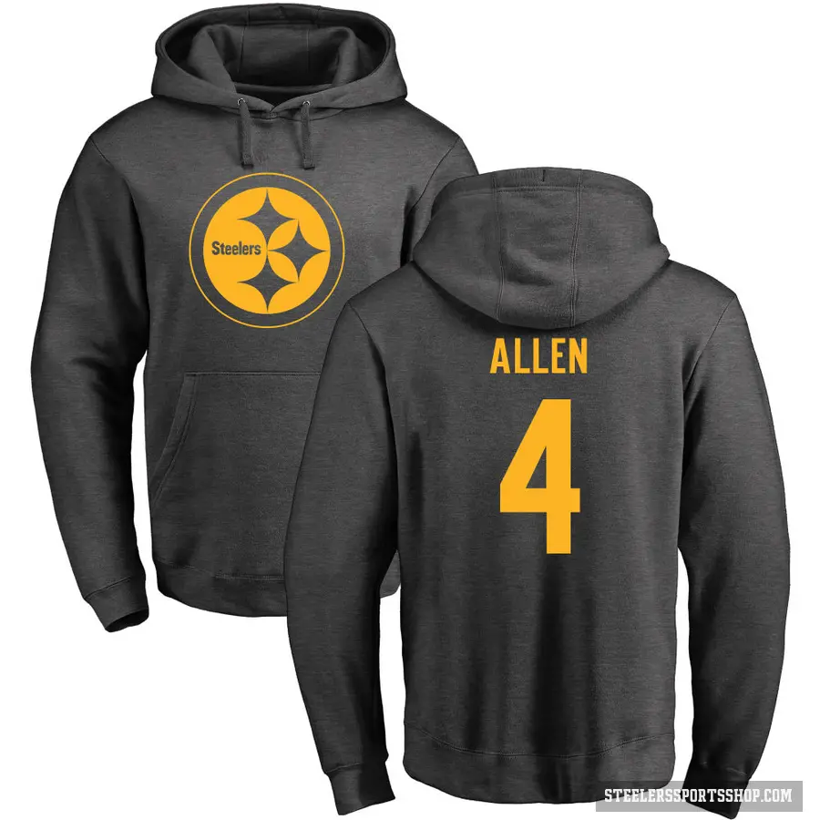 Youth ＃4 Kyle Allen Pittsburgh Steelers Pro Line by Branded Ash One Color Pullover Hoodie