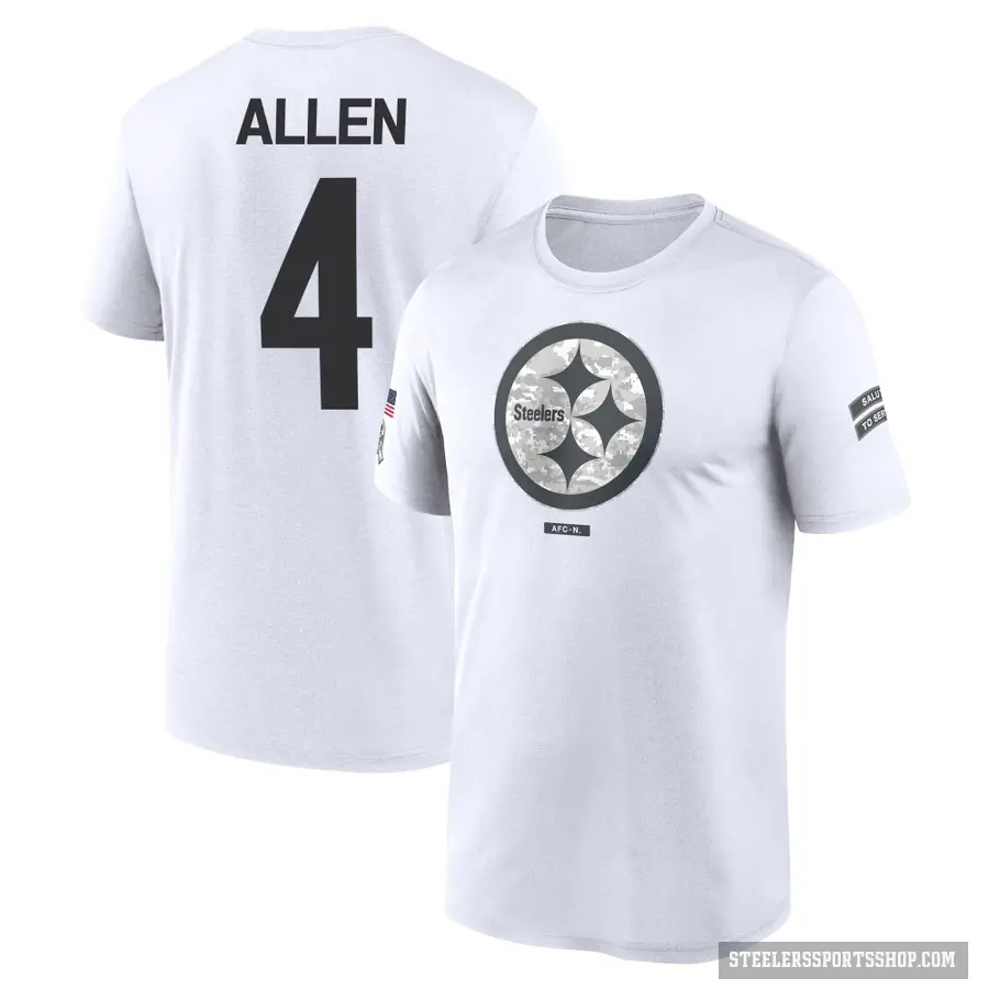 Youth ＃4 Kyle Allen Pittsburgh Steelers White 2024 Salute to Service Performance T-Shirt