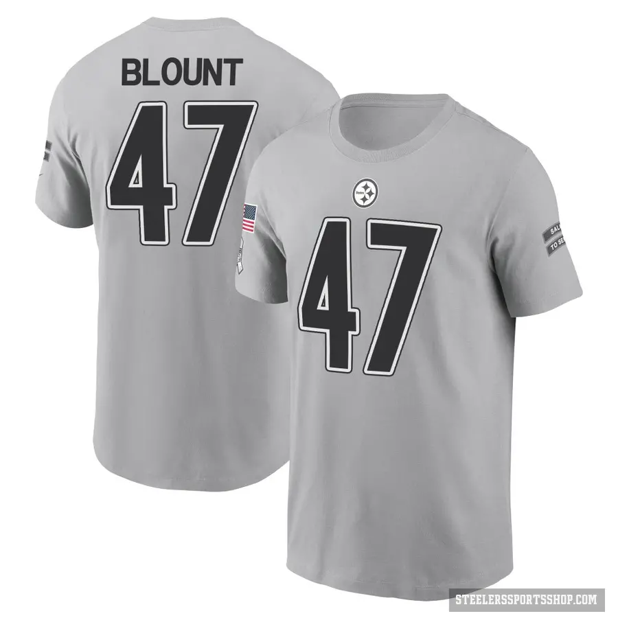 Youth ＃47 Mel Blount Pittsburgh Steelers Gray 2024 Salute to Service T-Shirt