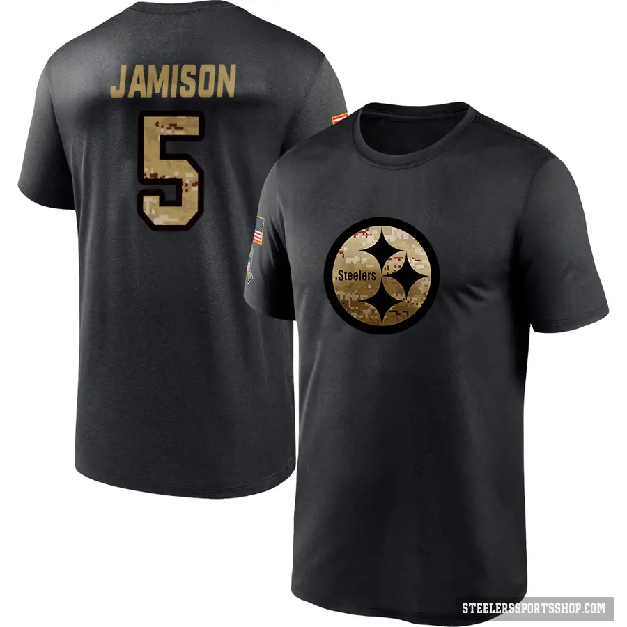 Youth ＃5 D'Shawn Jamison Pittsburgh Steelers Black 2020 Salute To Service Performance T-Shirt