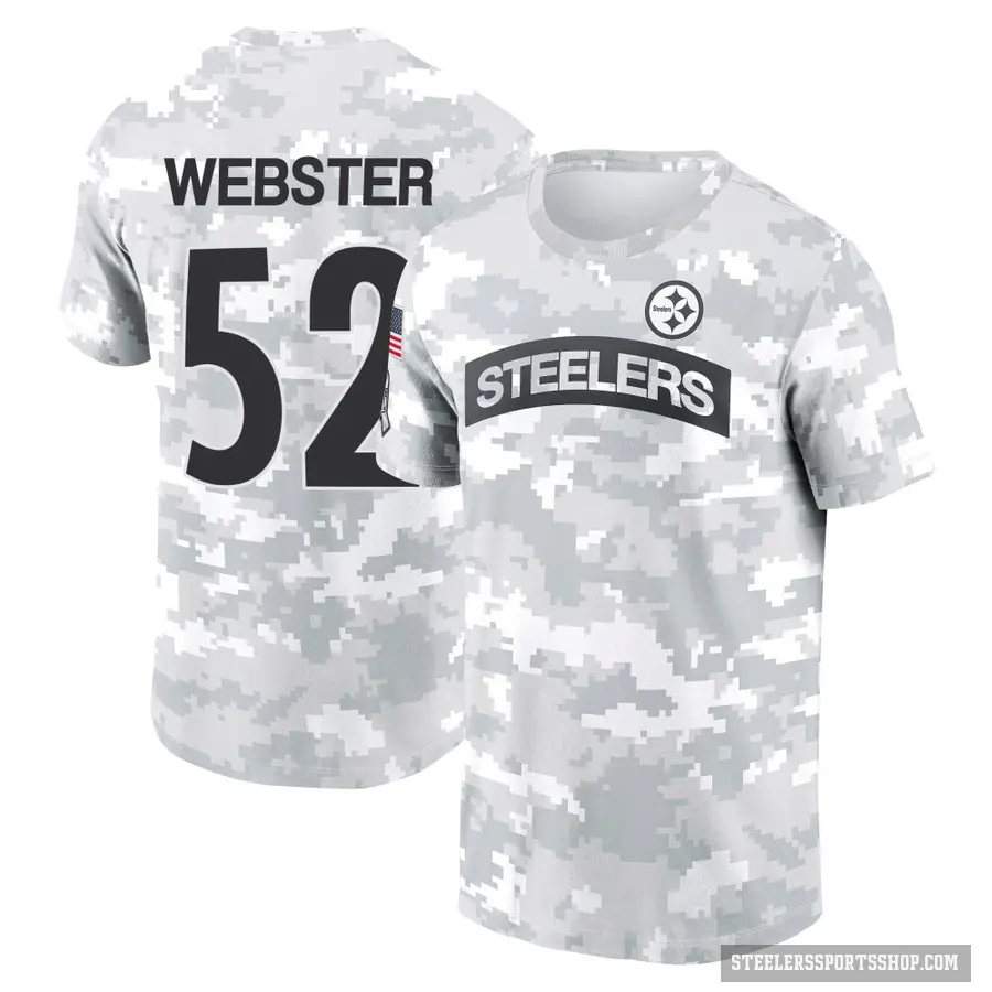 Youth ＃52 Mike Webster Pittsburgh Steelers Camo Arctic 2024 Salute to Service Performance T-Shirt