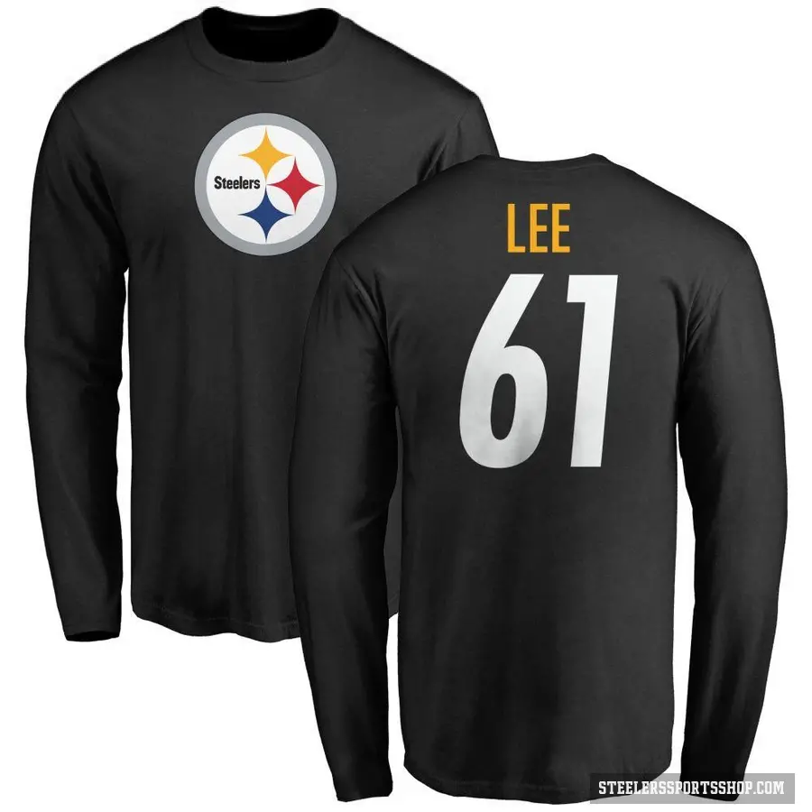 Youth ＃61 Logan Lee Pittsburgh Steelers Black Logo Long Sleeve T-Shirt