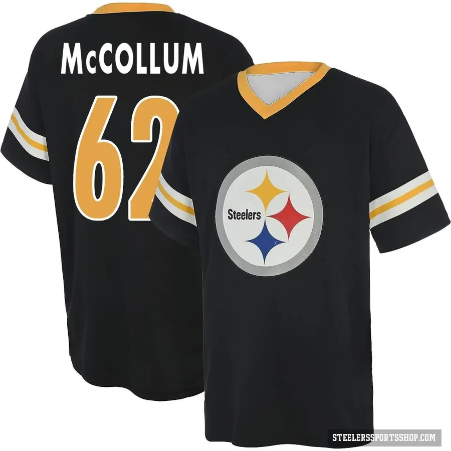 Youth ＃62 Ryan McCollum Pittsburgh Steelers Black Game Day V-Neck T-Shirt