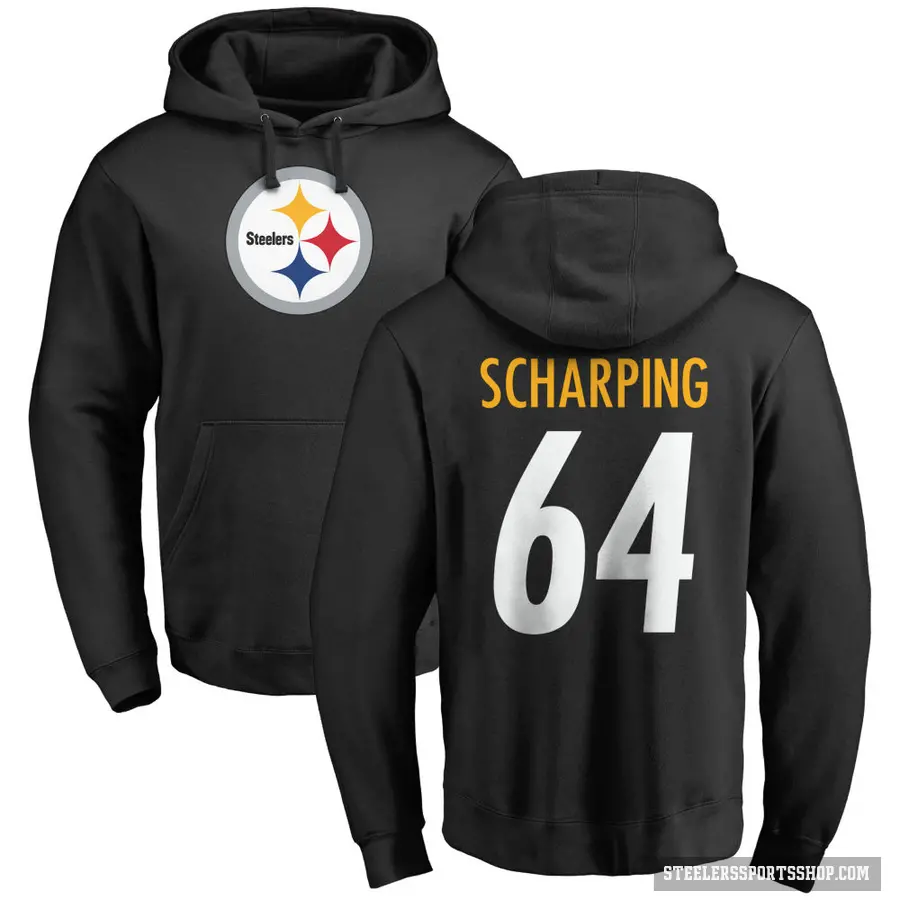 Youth ＃64 Max Scharping Pittsburgh Steelers Black Pro Line Logo Pullover Hoodie