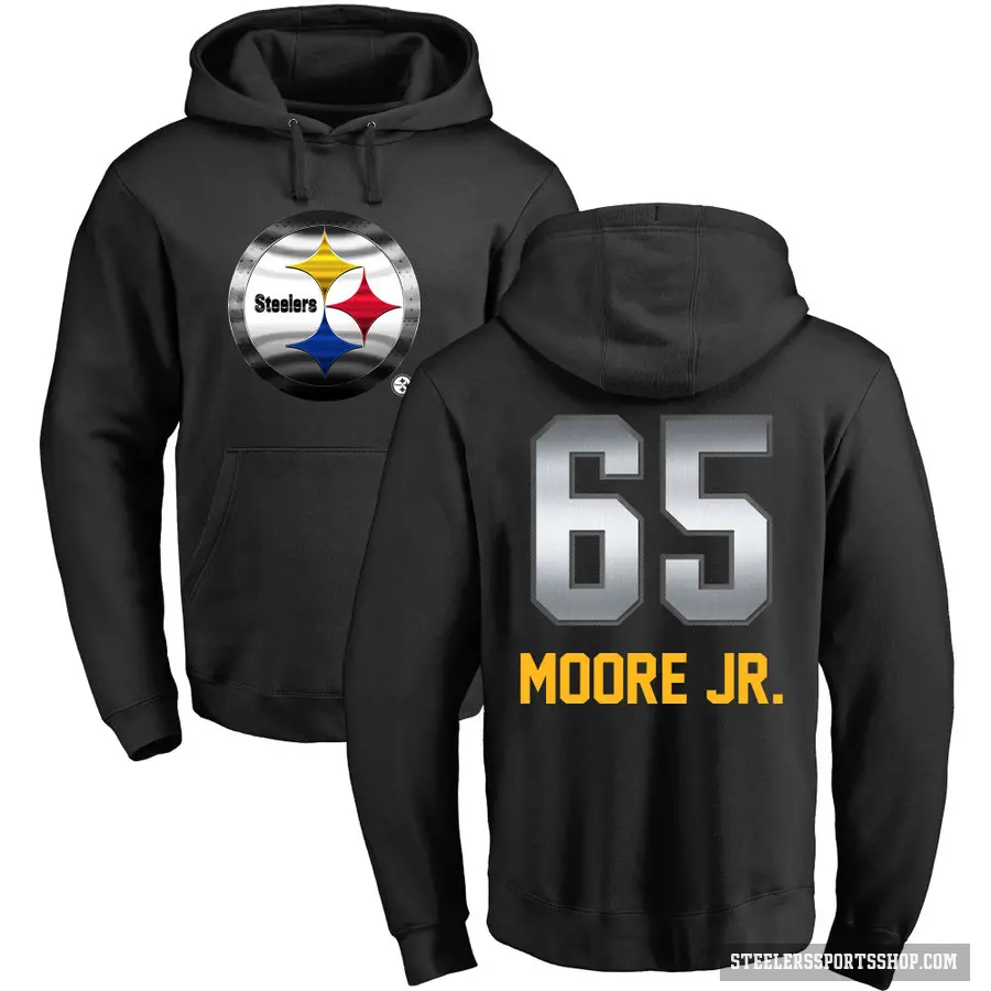 Youth ＃65 Dan Moore Jr. Pittsburgh Steelers Black Midnight Mascot Pullover Hoodie