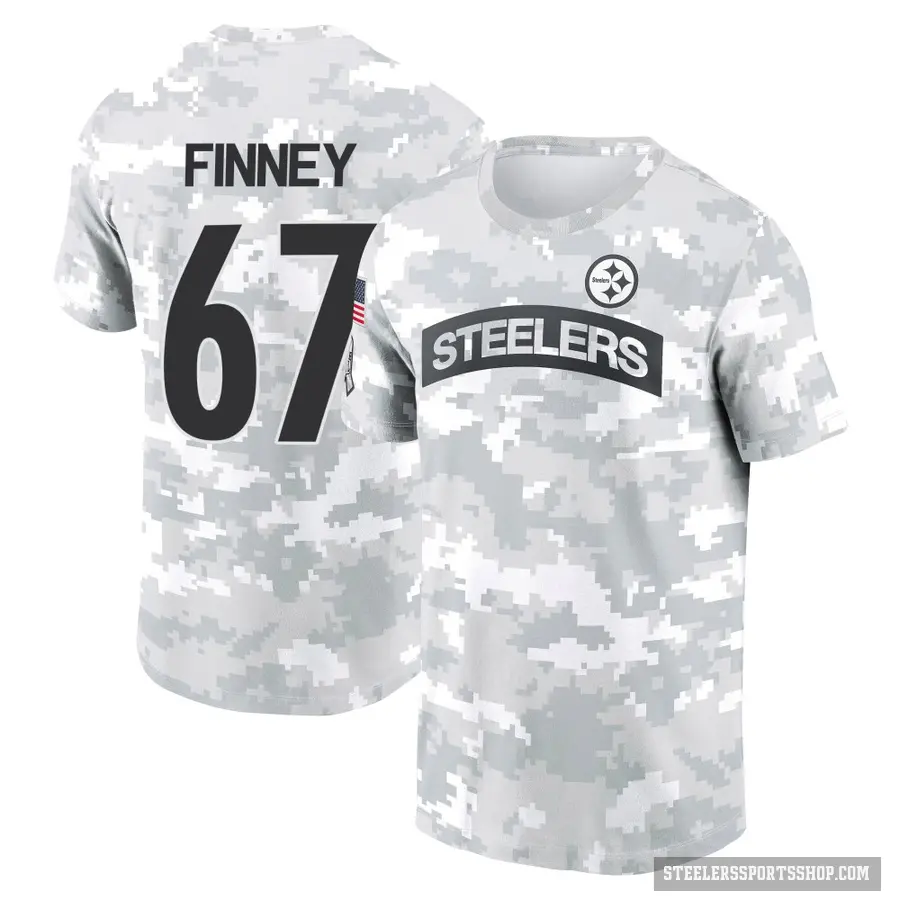 Youth ＃67 B.J. Finney Pittsburgh Steelers Camo Arctic 2024 Salute to Service Performance T-Shirt