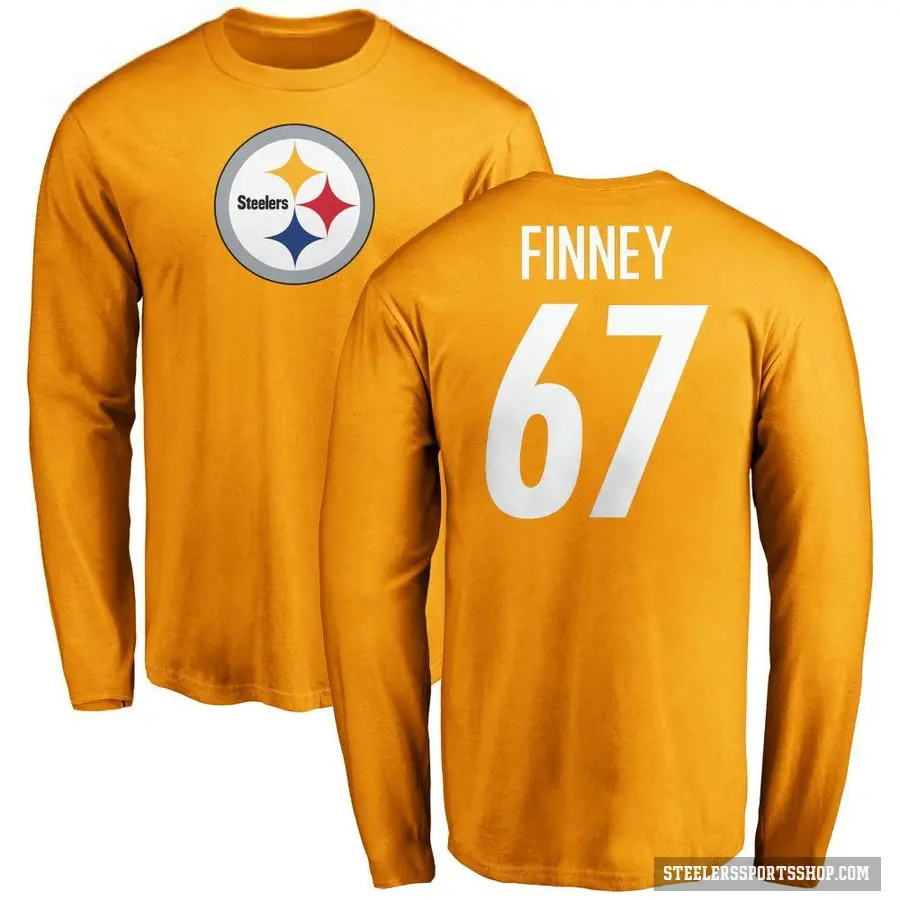 Youth ＃67 B.J. Finney Pittsburgh Steelers Gold Logo Long Sleeve T-Shirt