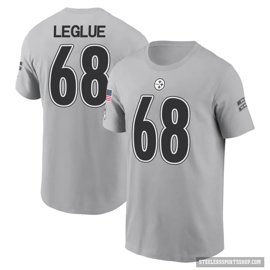 Youth ＃68 John Leglue Pittsburgh Steelers Gray 2024 Salute to Service T-Shirt