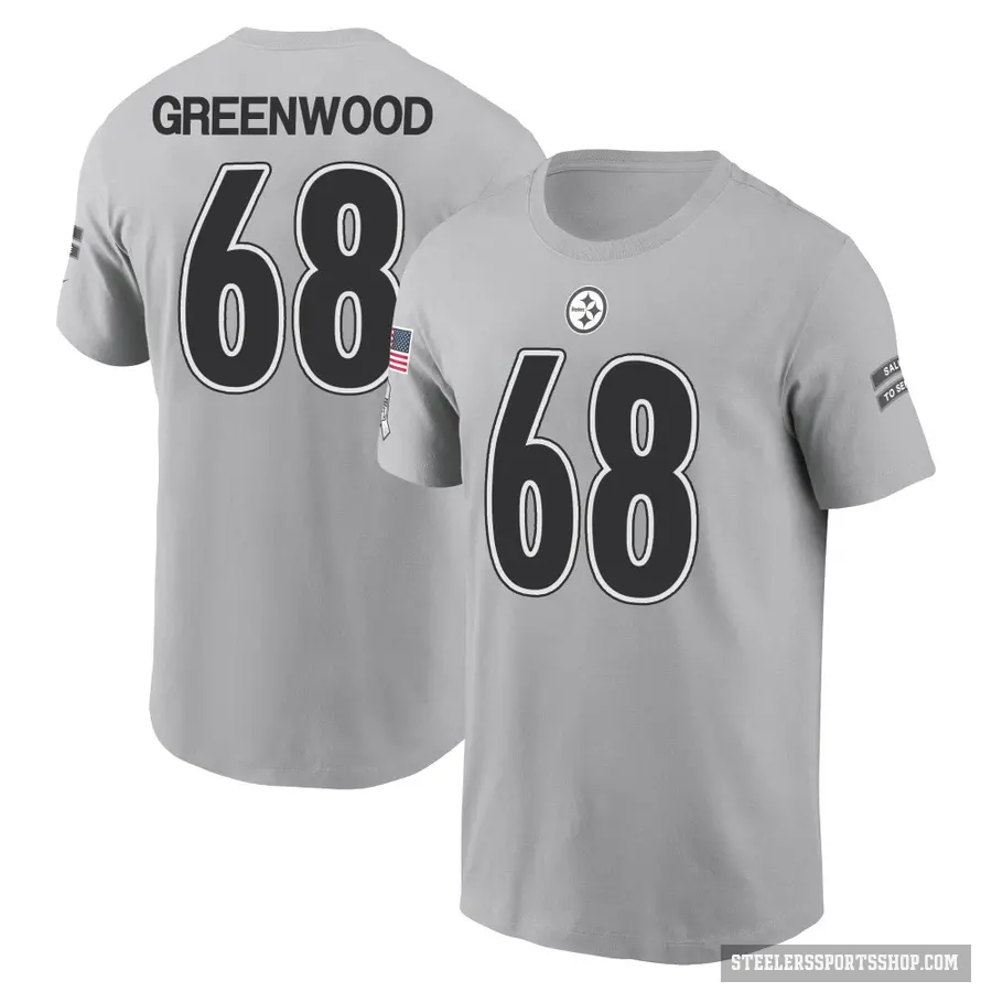 Youth ＃68 L.C. Greenwood Pittsburgh Steelers Green Gray 2024 Salute to Service T-Shirt