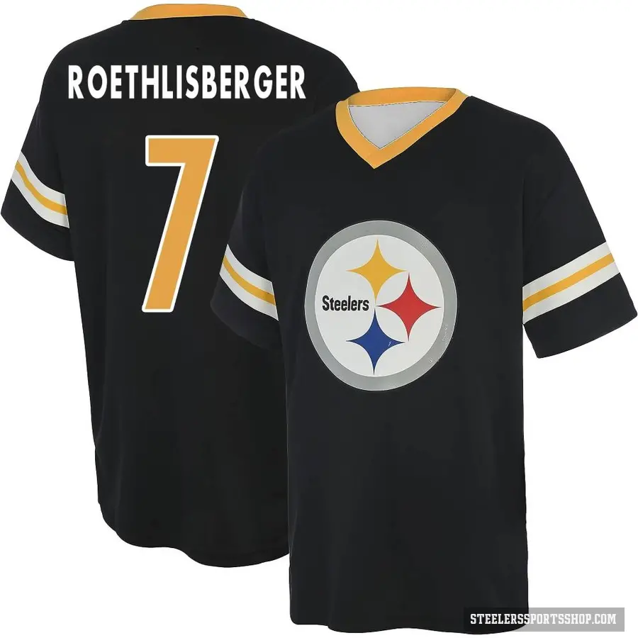 Youth ＃7 Ben Roethlisberger Pittsburgh Steelers Black Game Day V-Neck T-Shirt