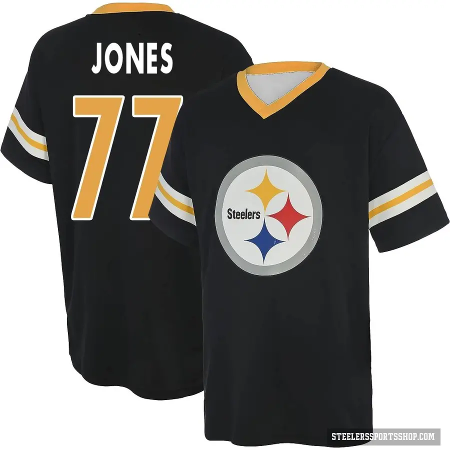 Youth ＃77 Broderick Jones Pittsburgh Steelers Black Game Day V-Neck T-Shirt