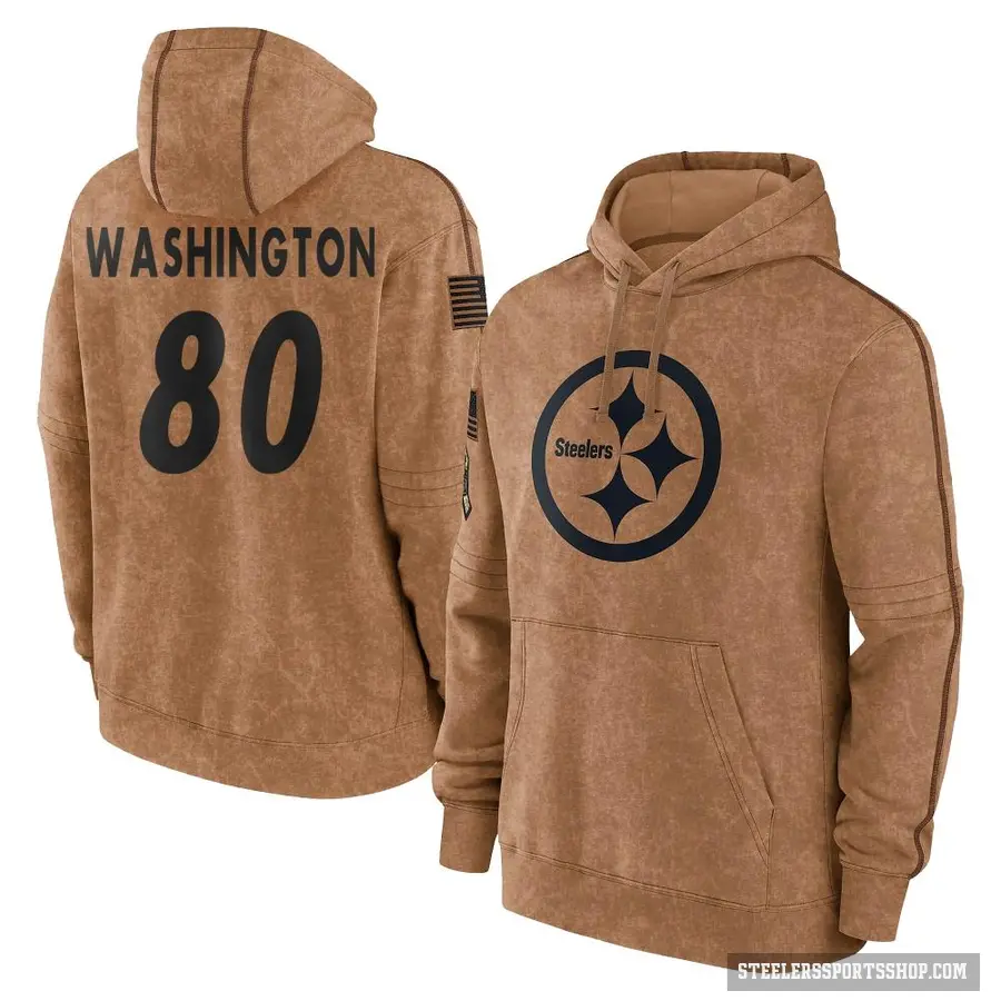 Youth ＃80 Darnell Washington Pittsburgh Steelers Brown 2023 Salute To Service Club Pullover Hoodie