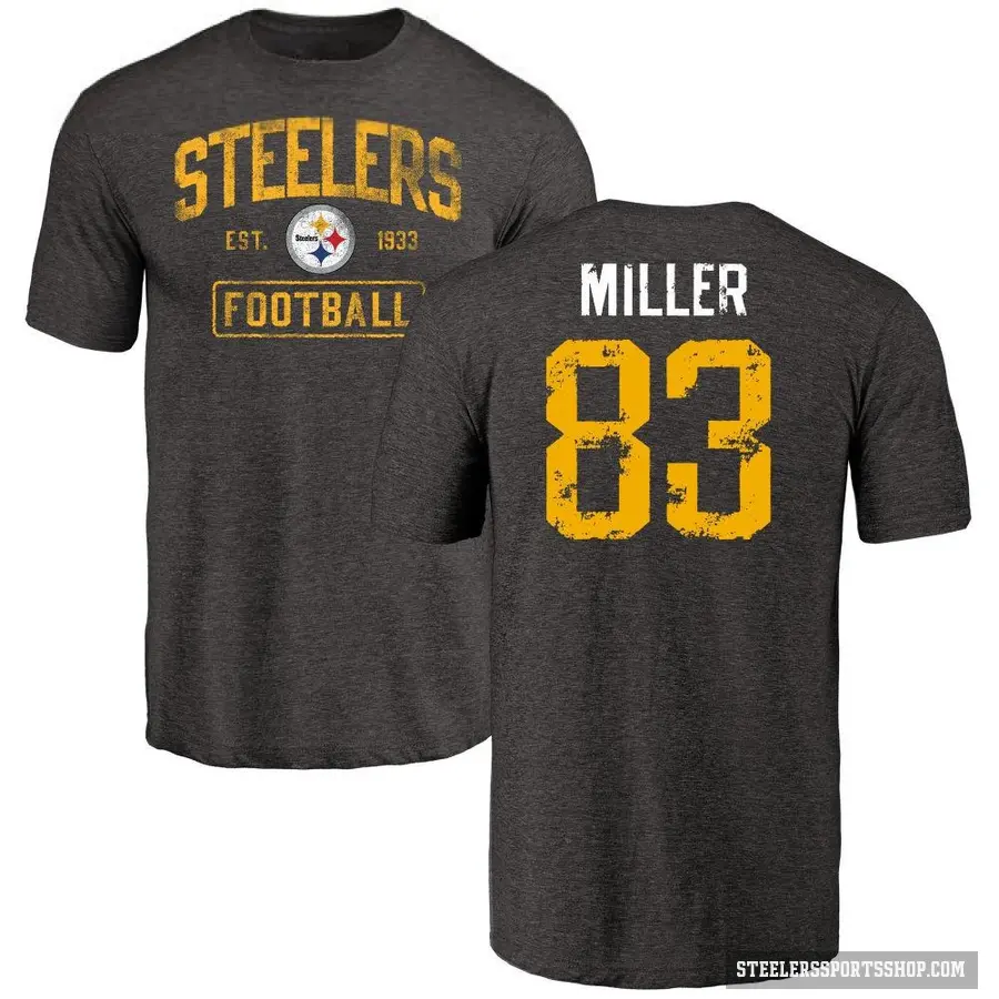 Youth ＃83 Heath Miller Pittsburgh Steelers Black Distressed T-Shirt